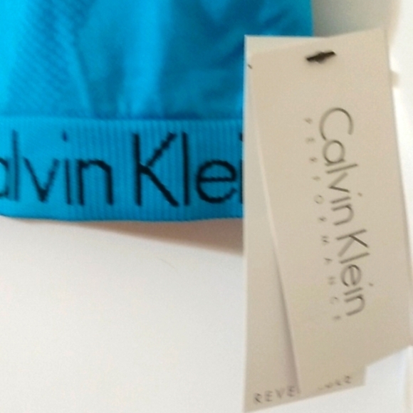 CALVIN KLEIN TURQUOISE  REVERSIBLE RACER-BACK  SPORTS BRA SIZE LARGE NWT - Picture 4 of 5
